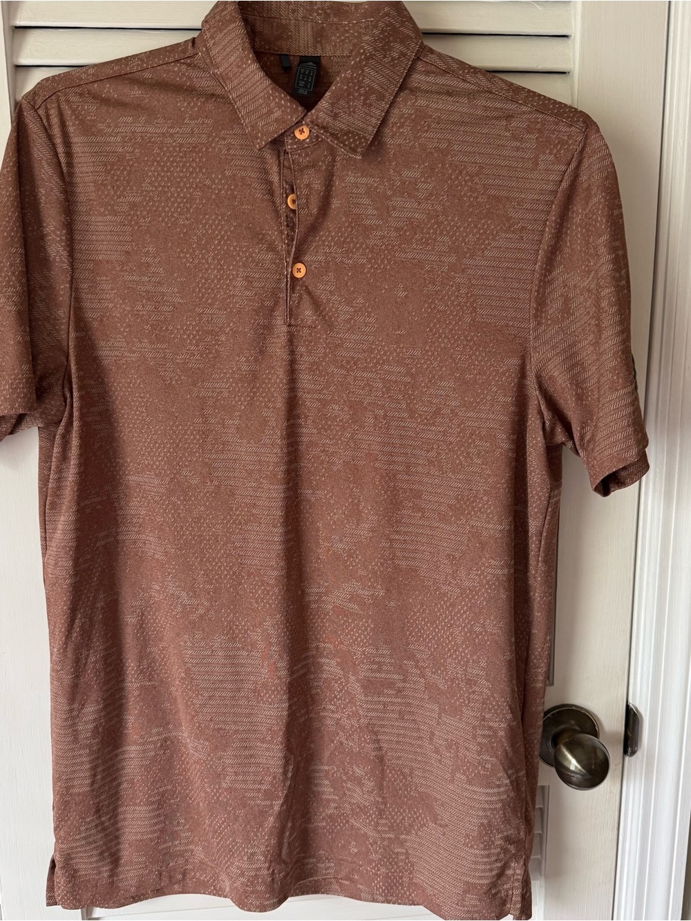 adidas Men's Rust-Brown Short Sleeve Polo